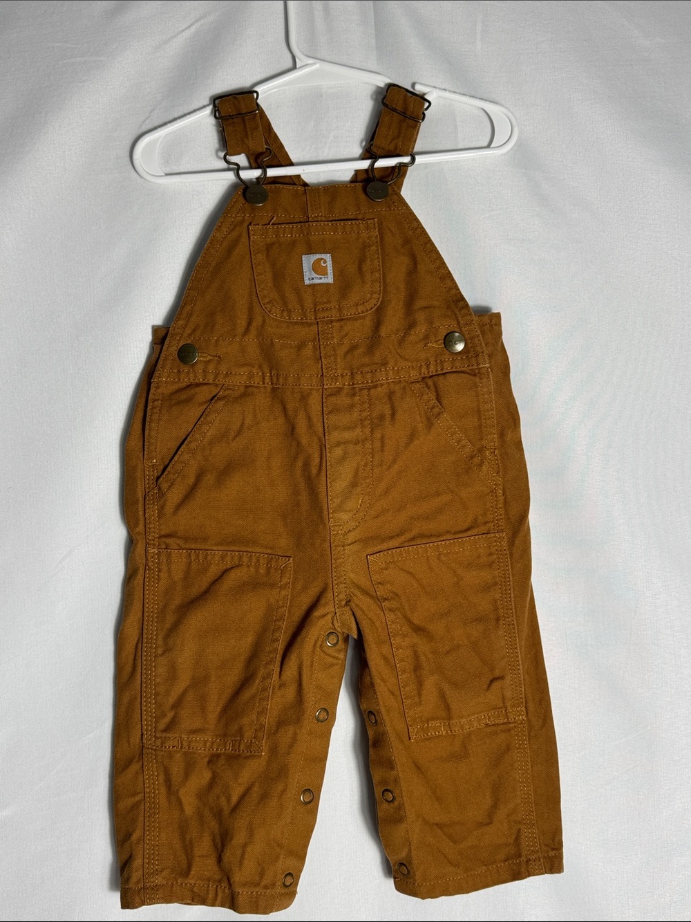Carhartt Infant Canvas Brown/Tan Double-Knee Bib Overalls